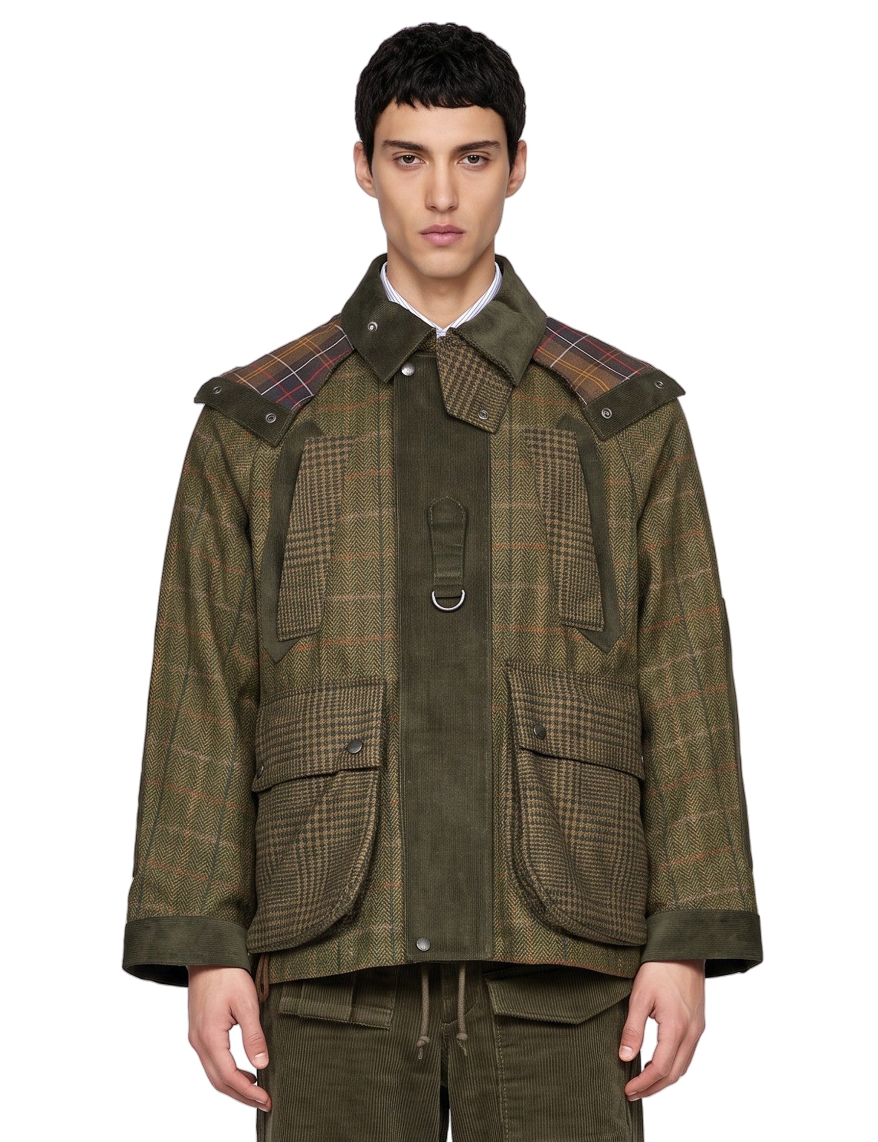 Giacca tartan in lana in verde 