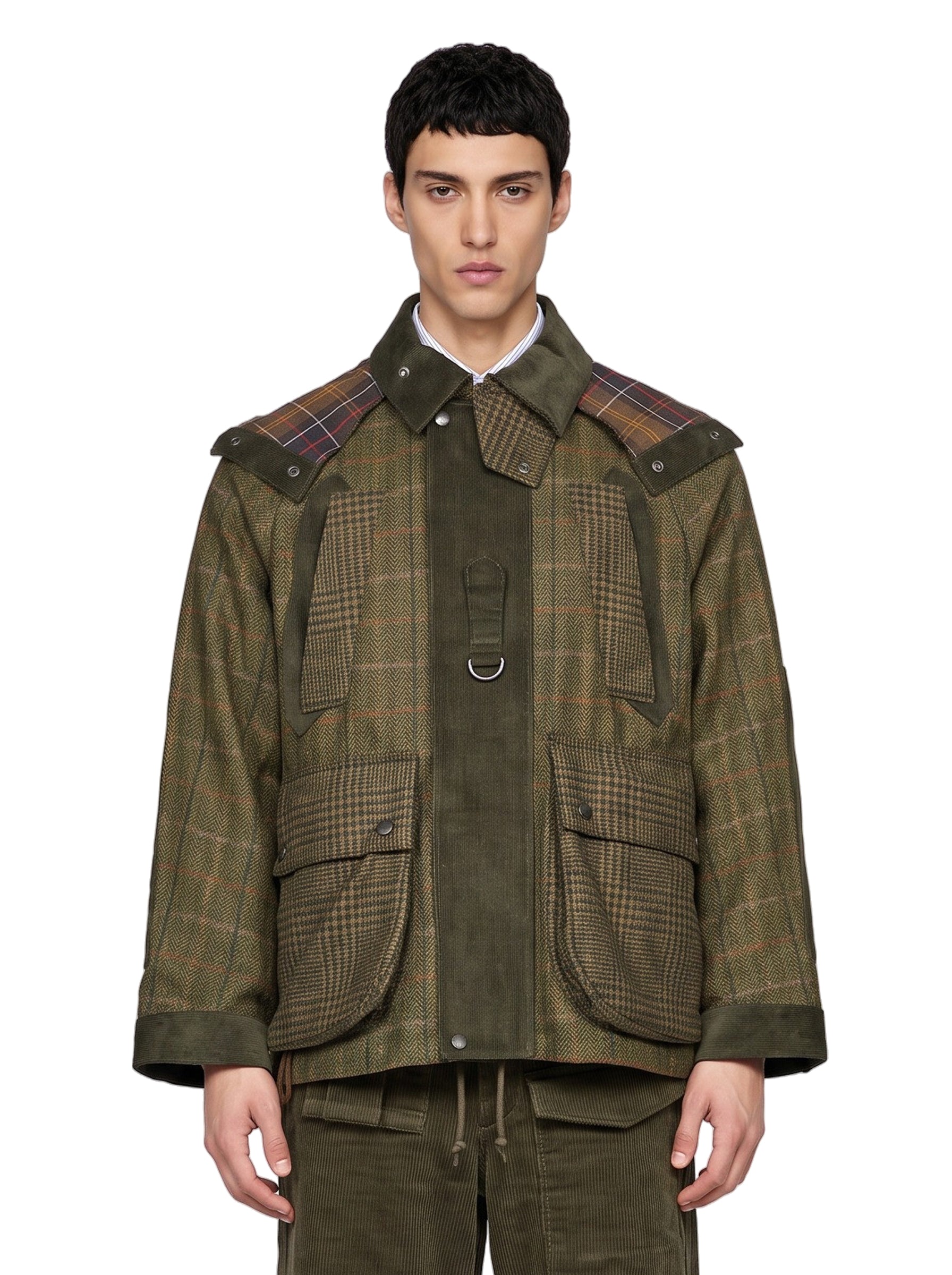 Giacca tartan in lana in verde 