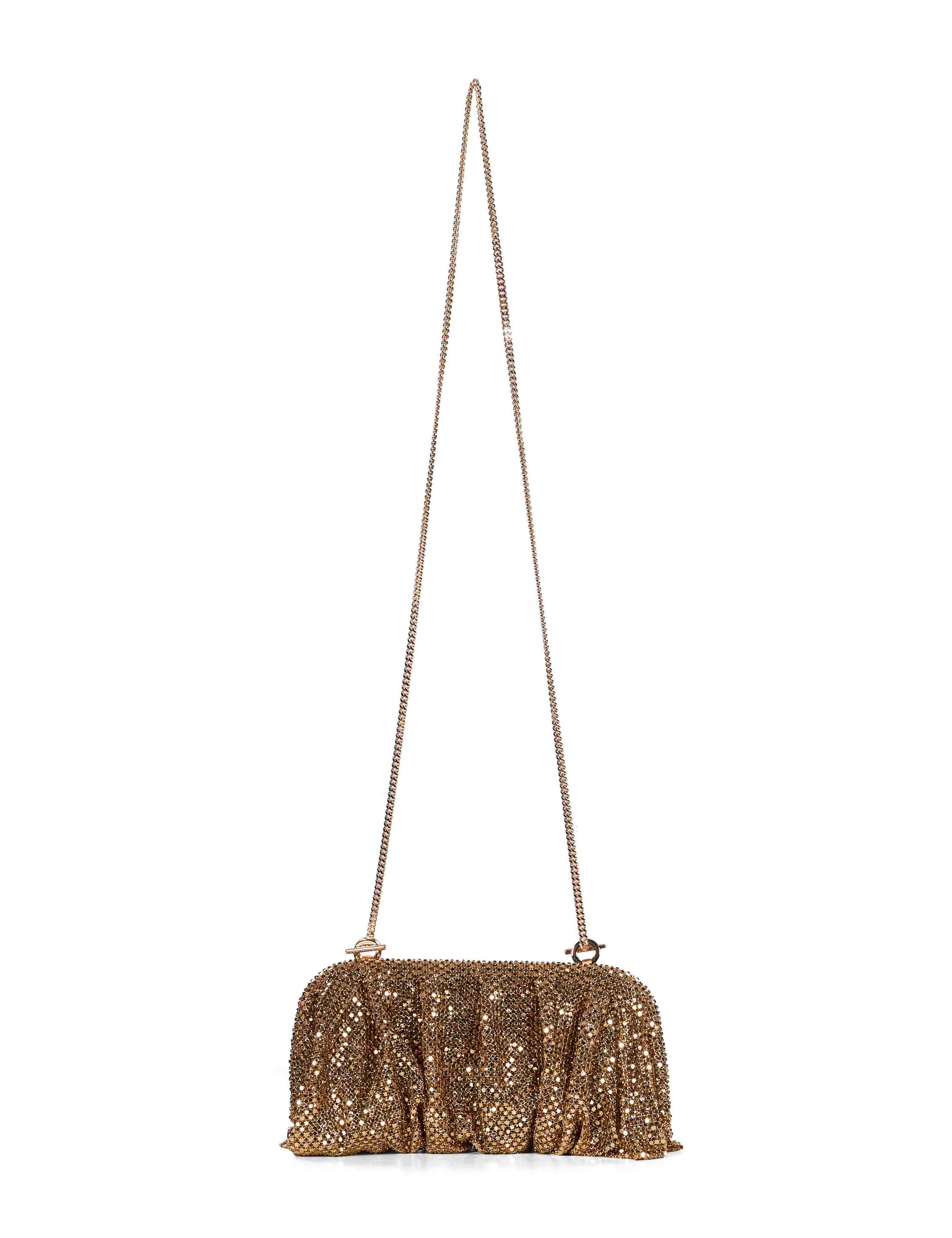 Clutch con strass venus la grande in oro 