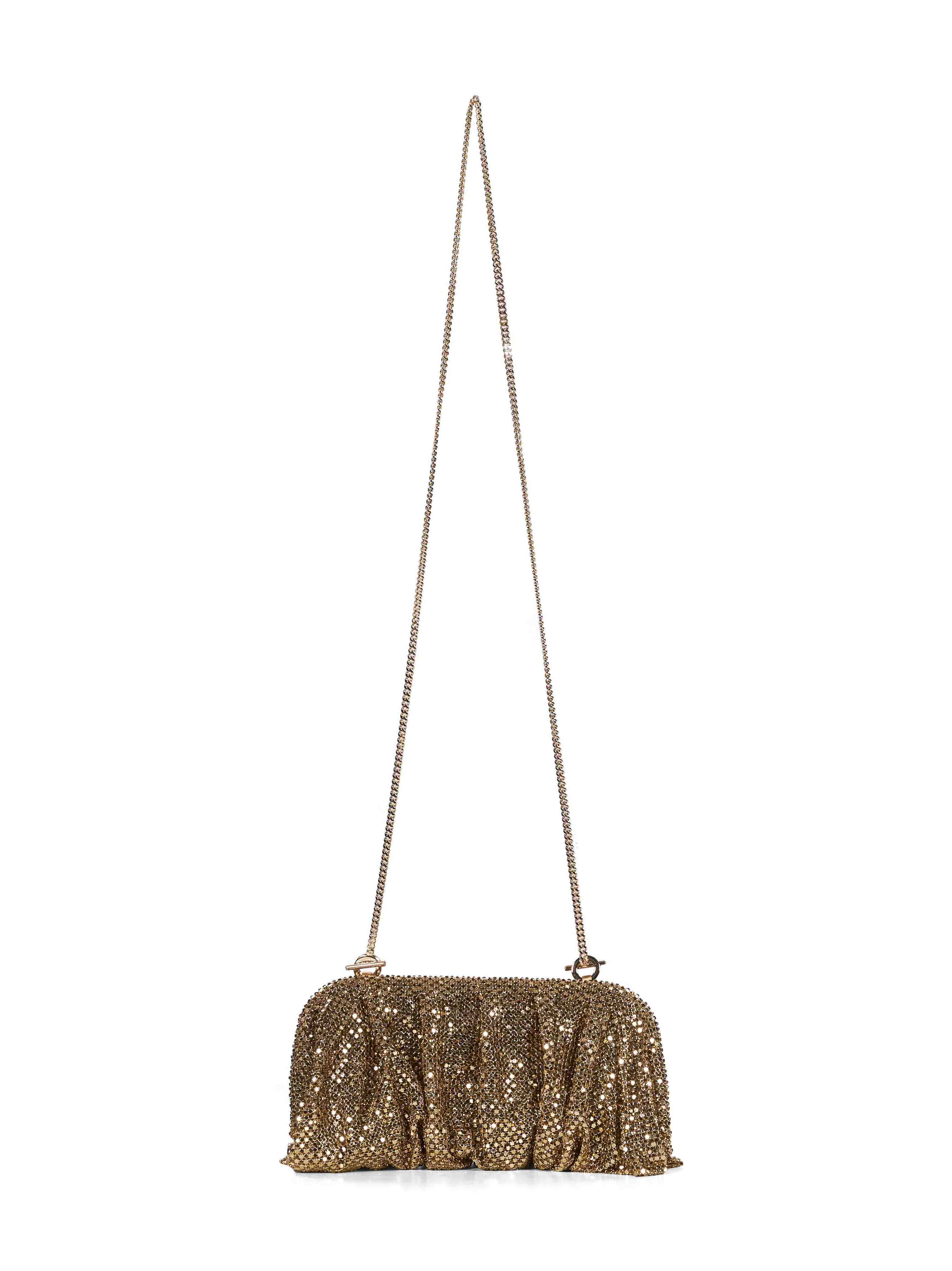 Clutch con strass venus la grande in oro 