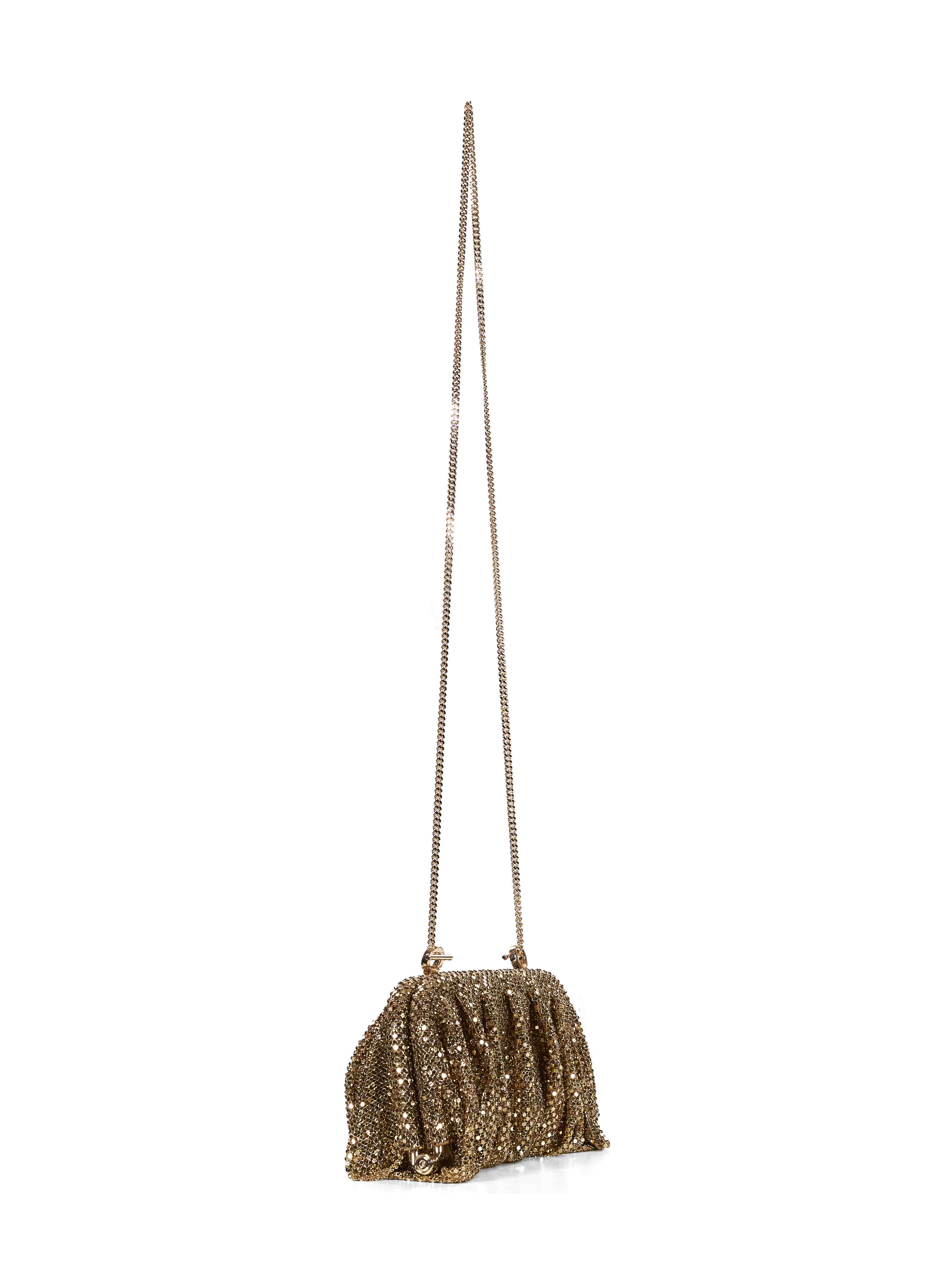 Clutch con strass venus la grande in oro 