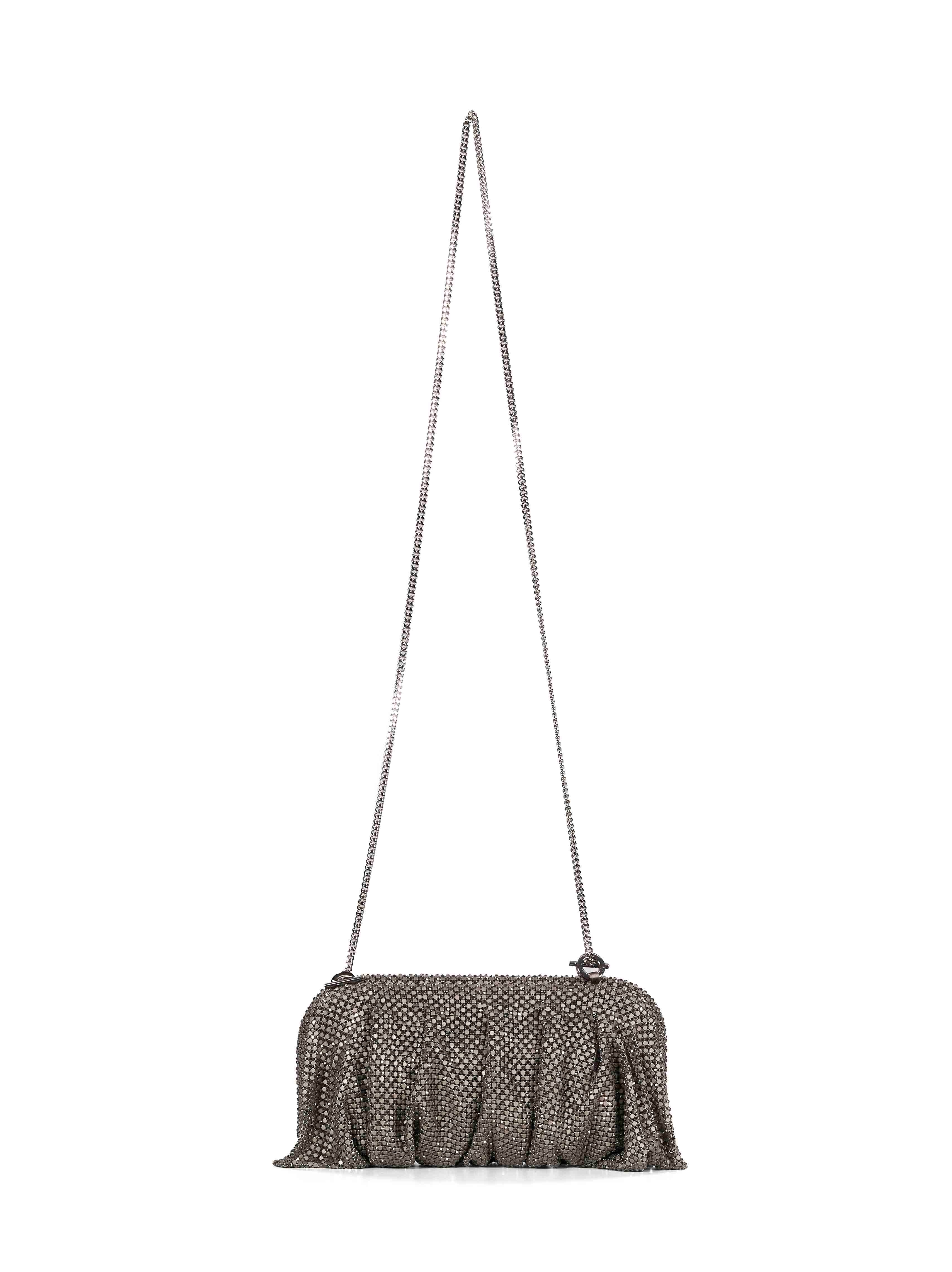 Clutch con strass venus la grande in argento 