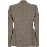 Blazer doppiopetto a quadri in beige 