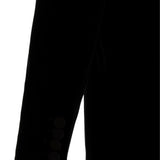 Blazer doppiopetto nero in velluto con profili in seta in nero 