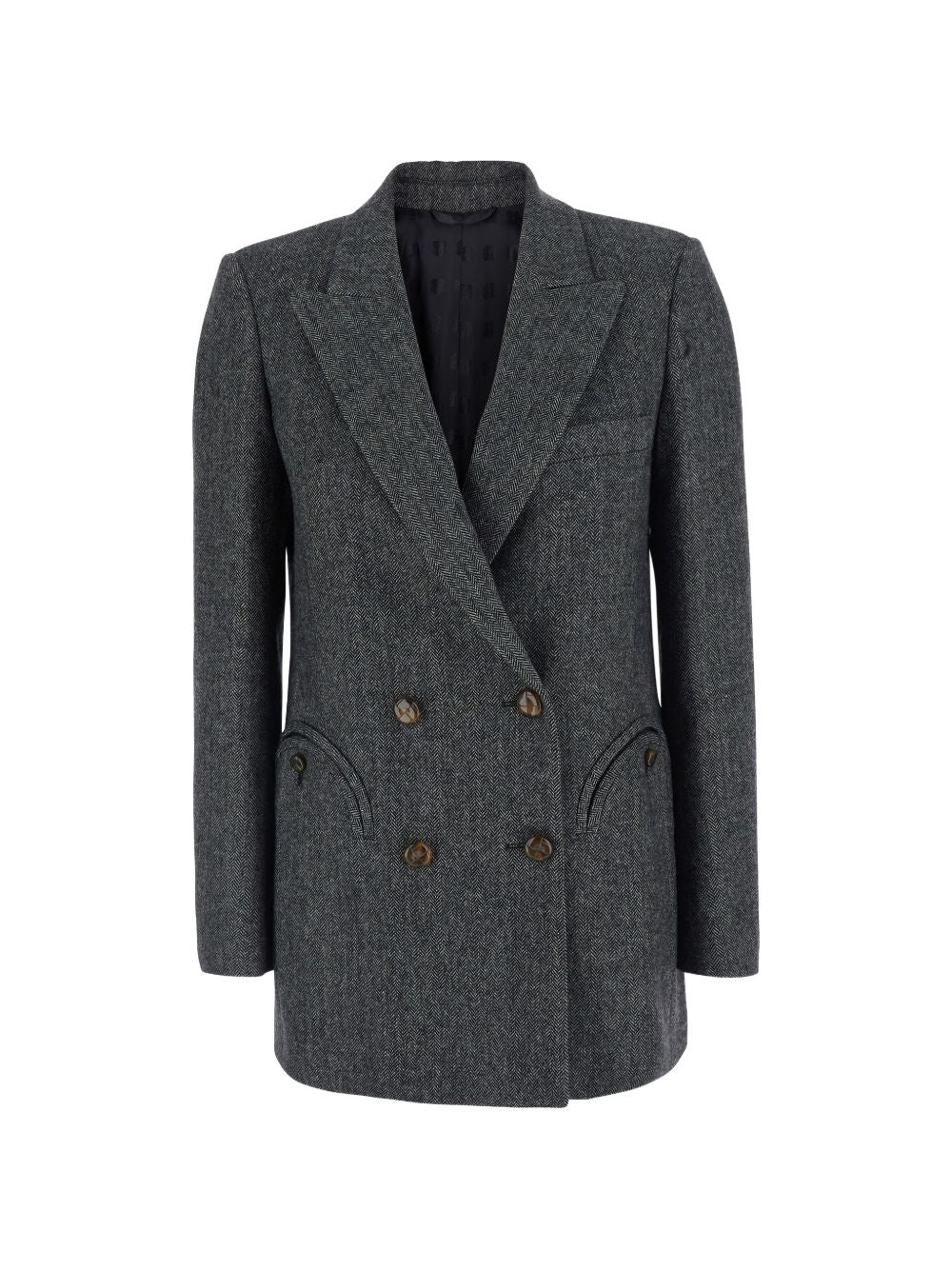 Blazer doppiopetto spigato in grigio 