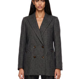 Blazer doppiopetto spigato in grigio 