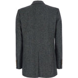 Blazer doppiopetto spigato in grigio 