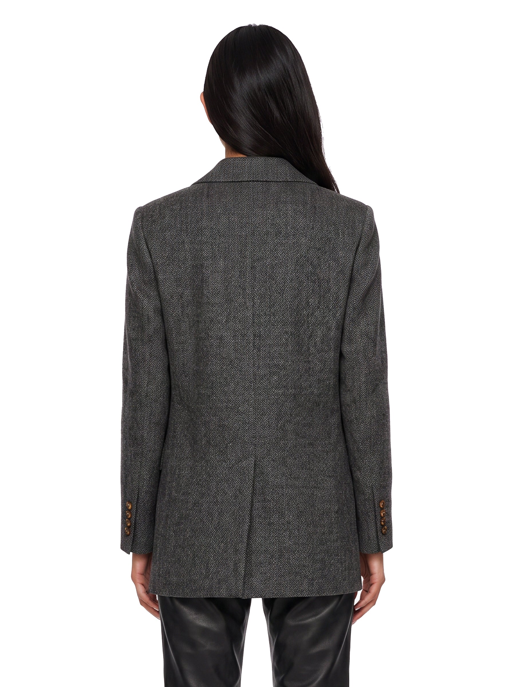 Blazer doppiopetto spigato in grigio 