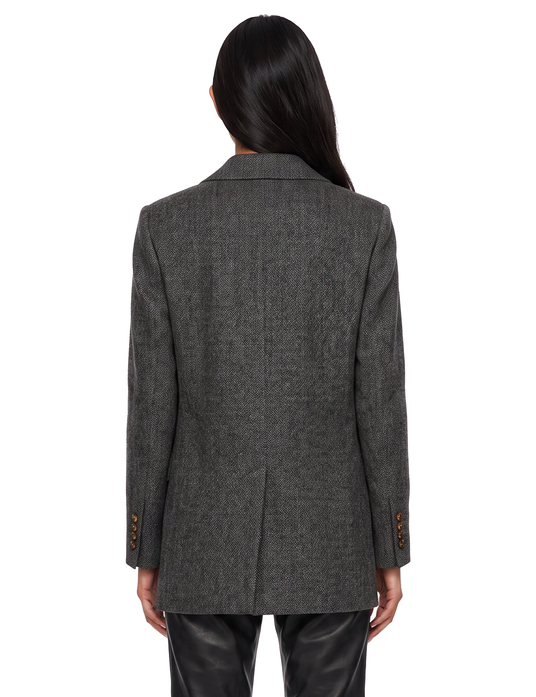 Blazer doppiopetto spigato in grigio 