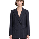 Blazer doppiopetto con revers a lancia in blu 