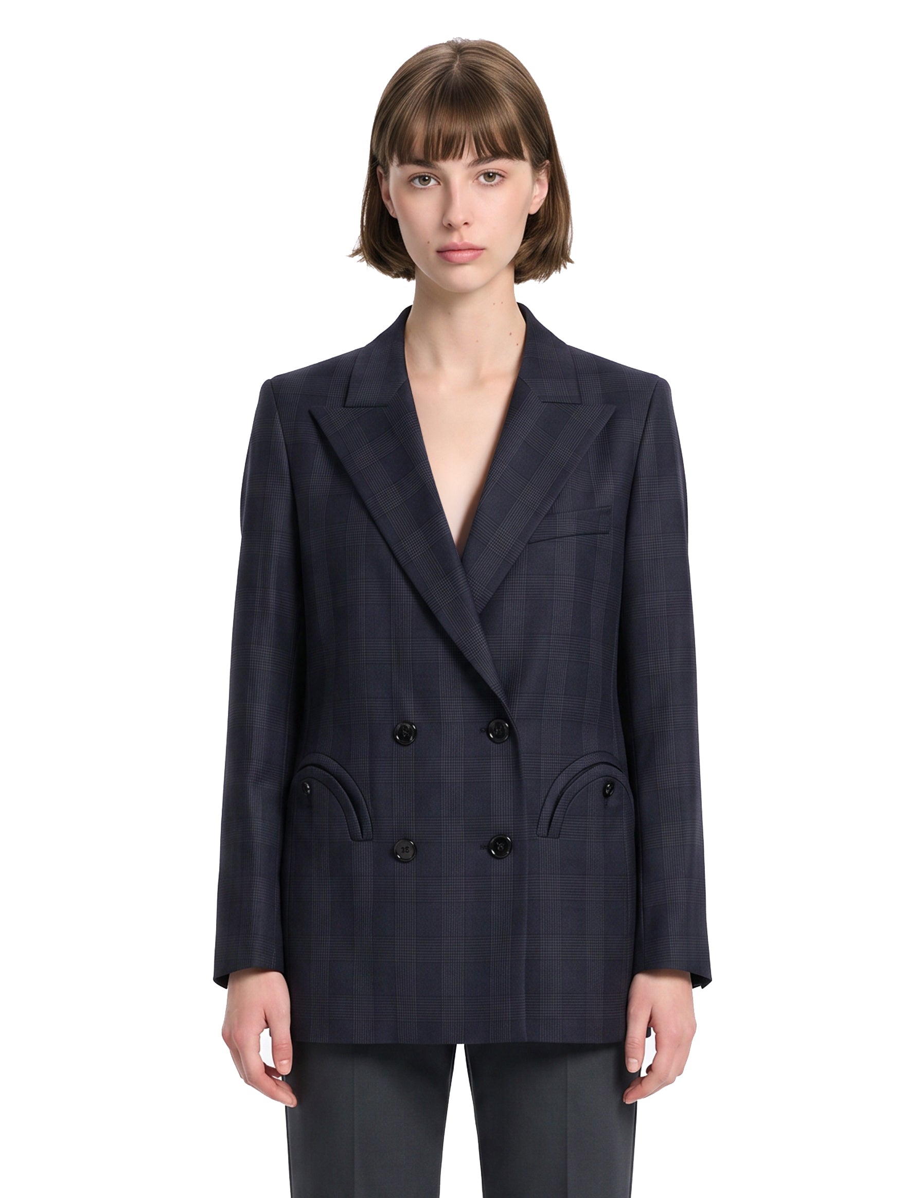 Blazer doppiopetto con revers a lancia in blu 