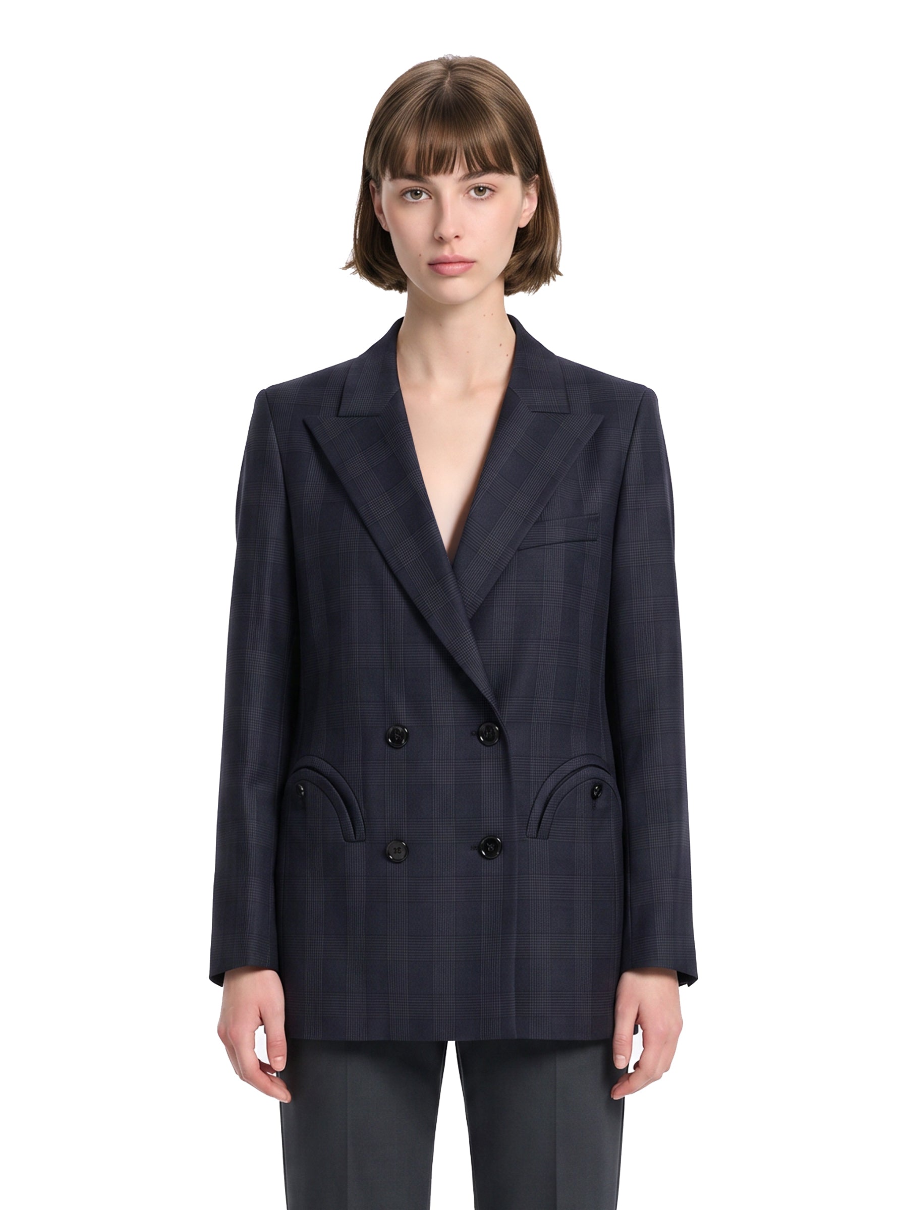 Blazer doppiopetto con revers a lancia in blu 