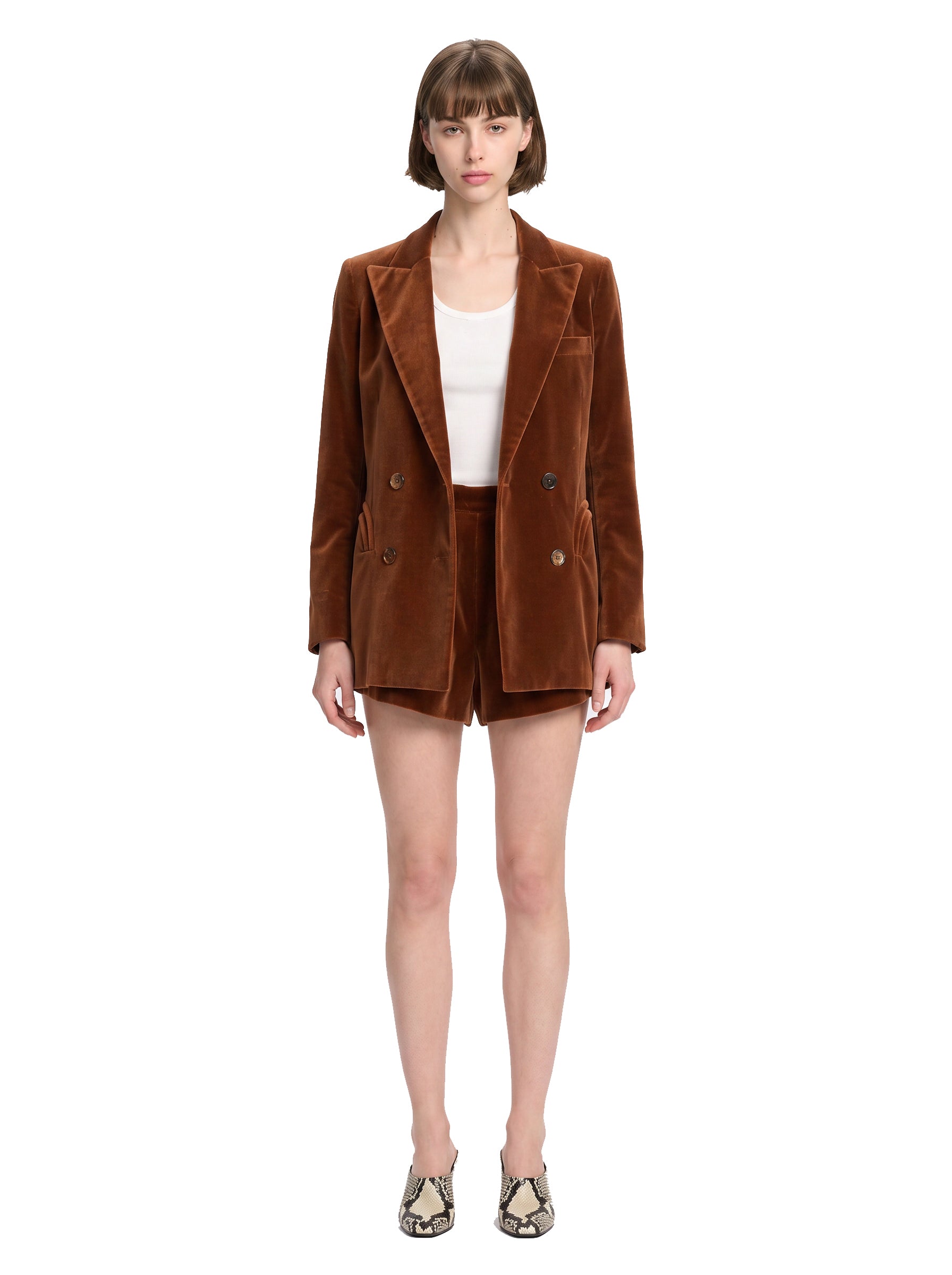 Blazer Everynight in velluto in marrone 