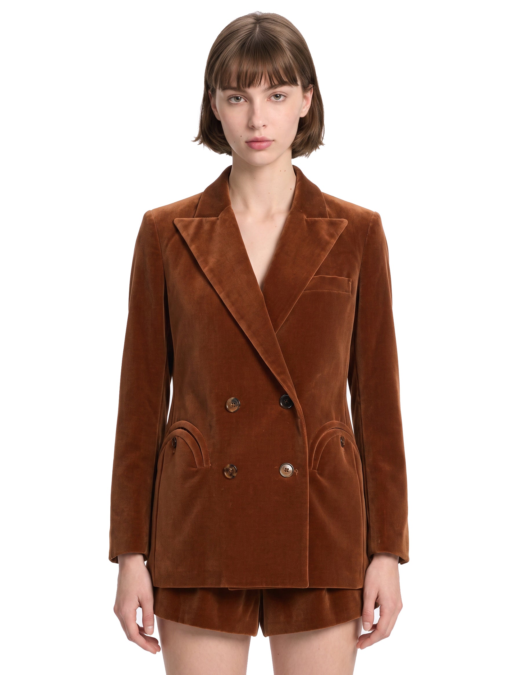 Blazer Everynight in velluto in marrone 