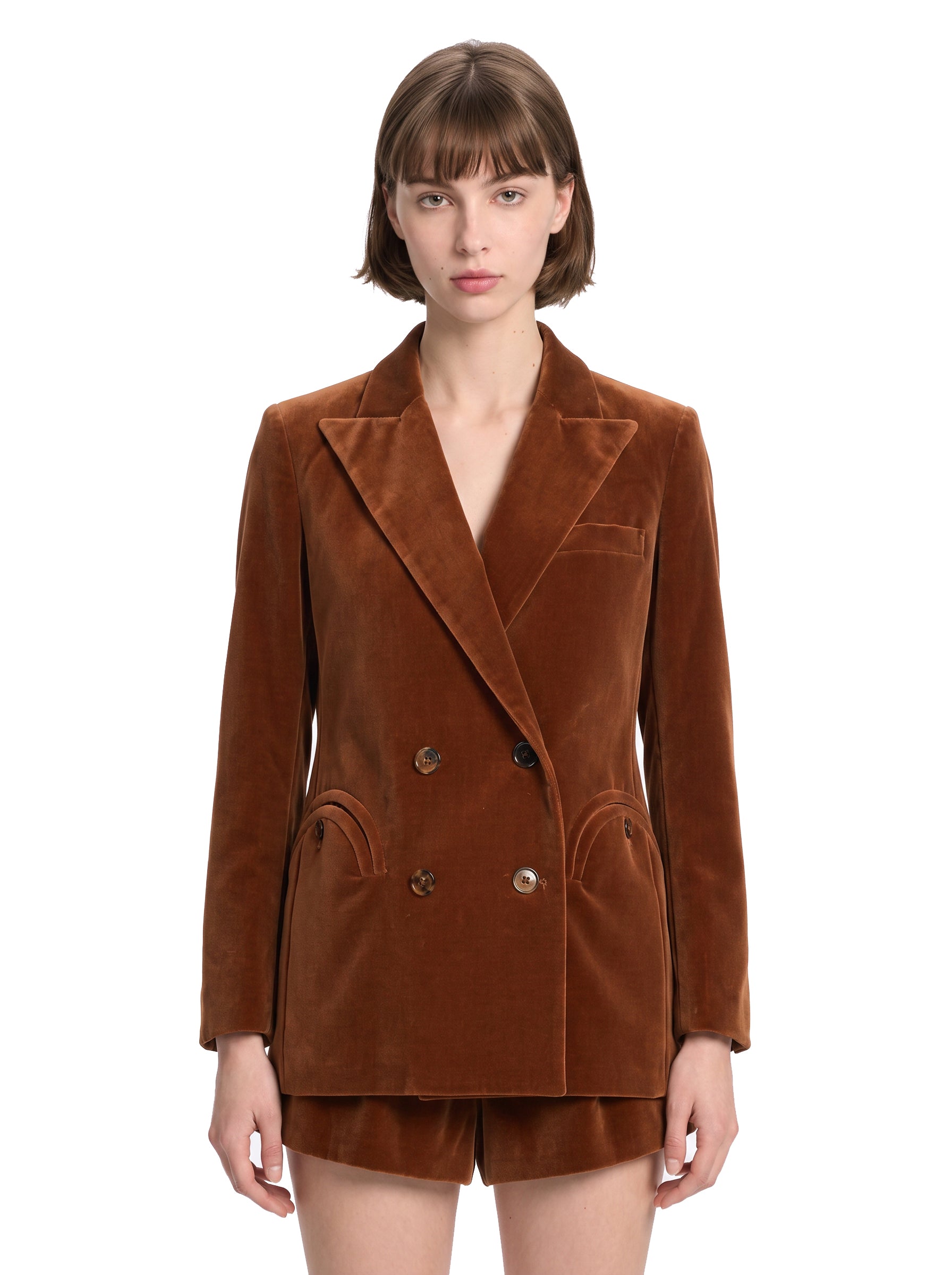 Blazer Everynight in velluto in marrone 