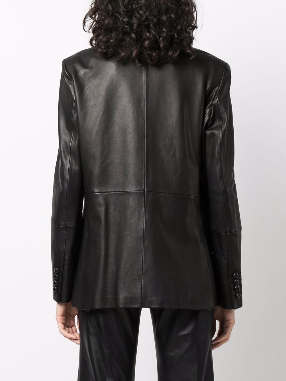 Giacca doppiopetto in pelle in nero 