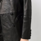 Giacca doppiopetto in pelle in nero 