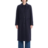Cappotto con tasche in lana in blu 