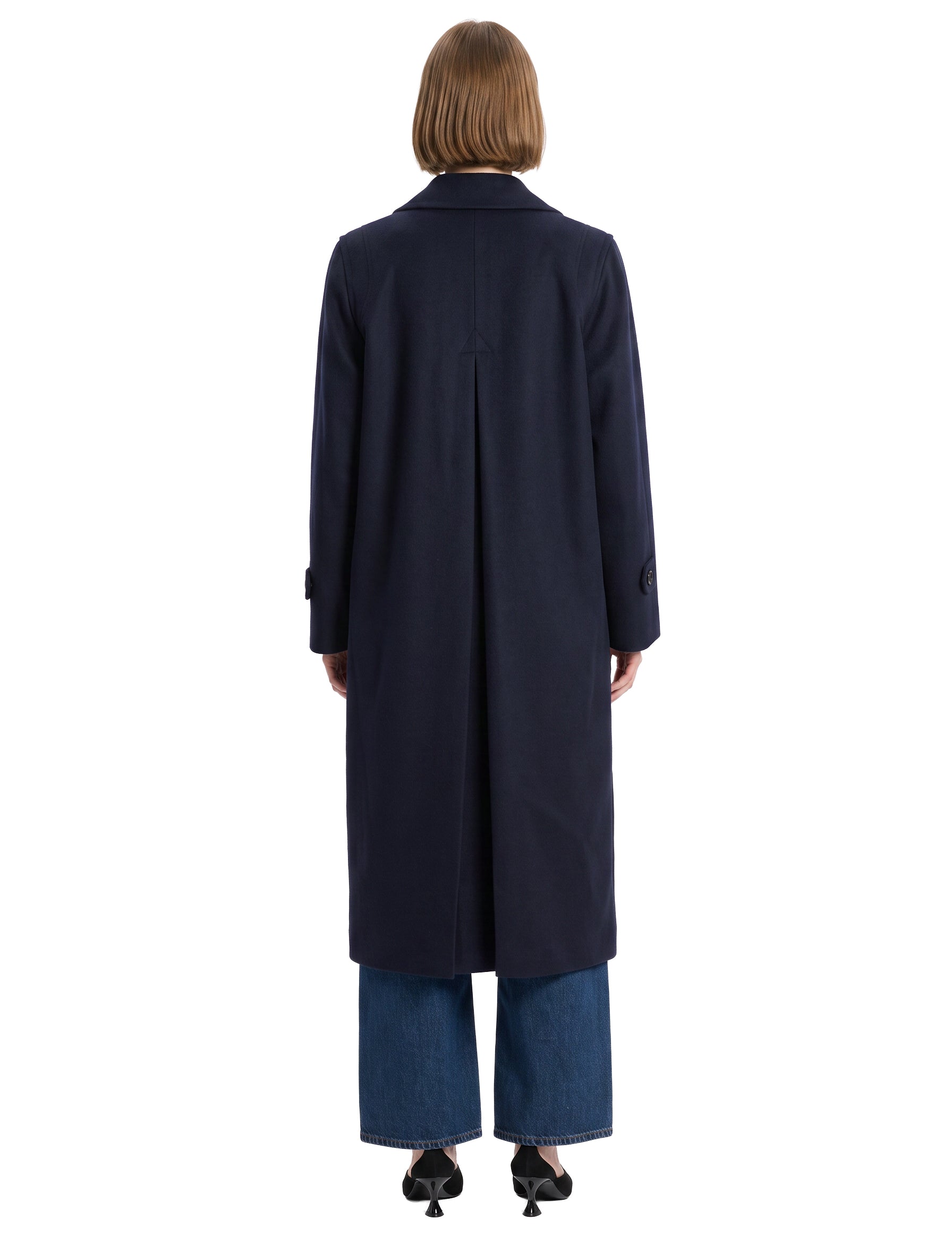Cappotto con tasche in lana in blu 