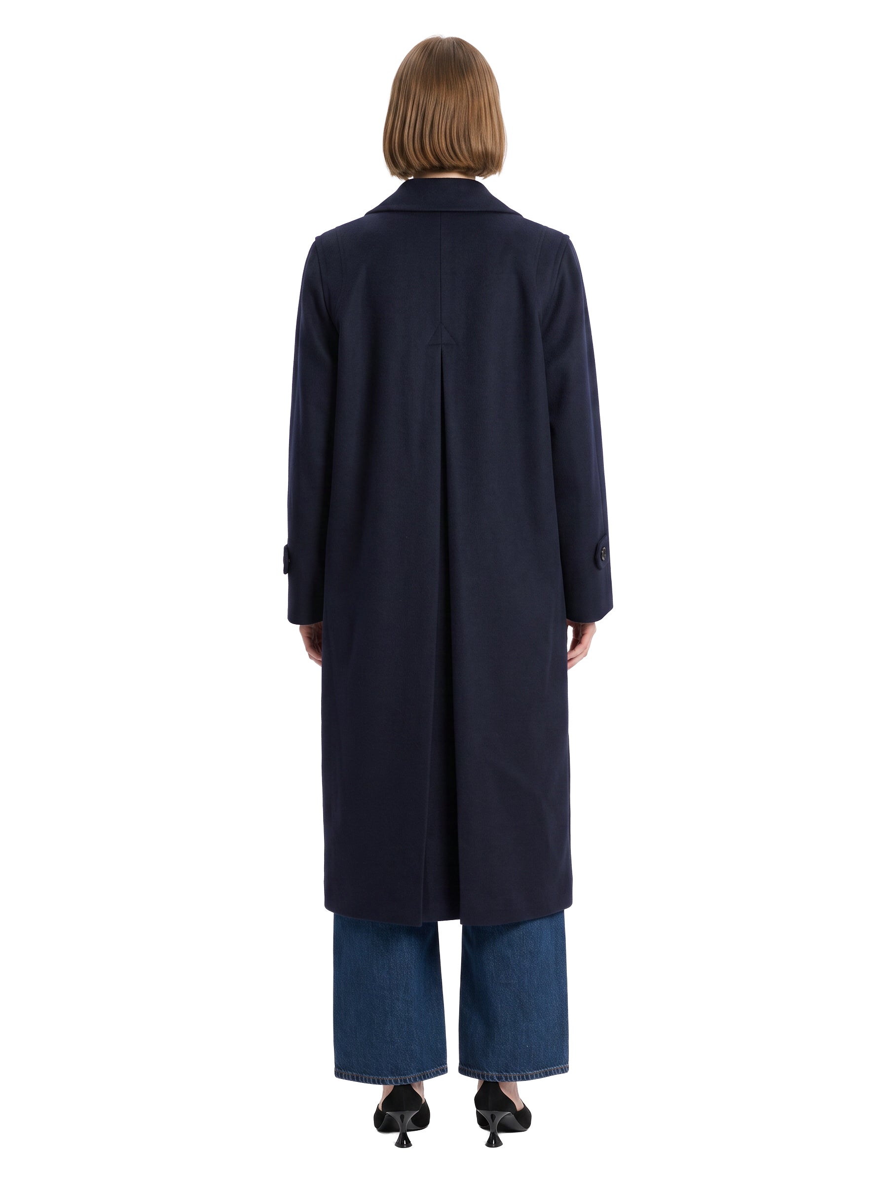 Cappotto con tasche in lana in blu 