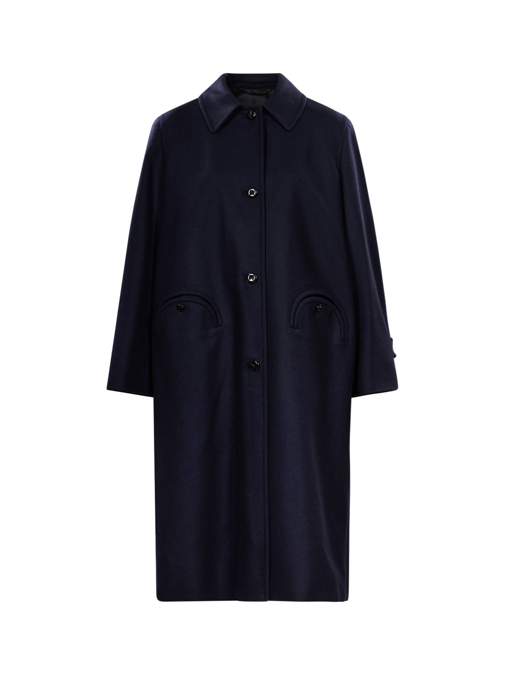 Cappotto con tasche in lana in blu 