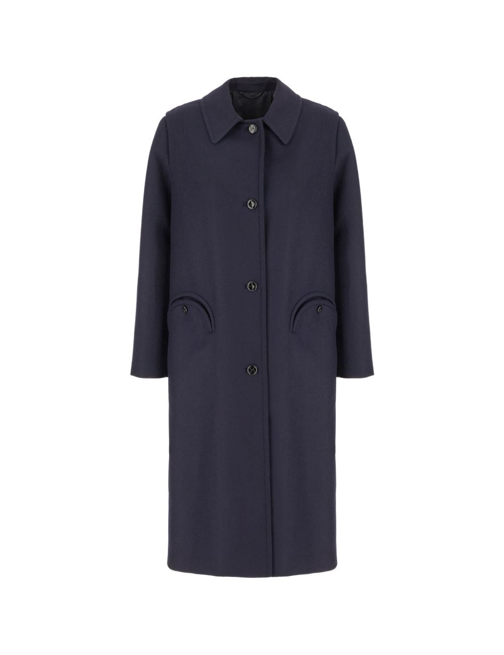 Cappotto con tasche in lana in blu 
