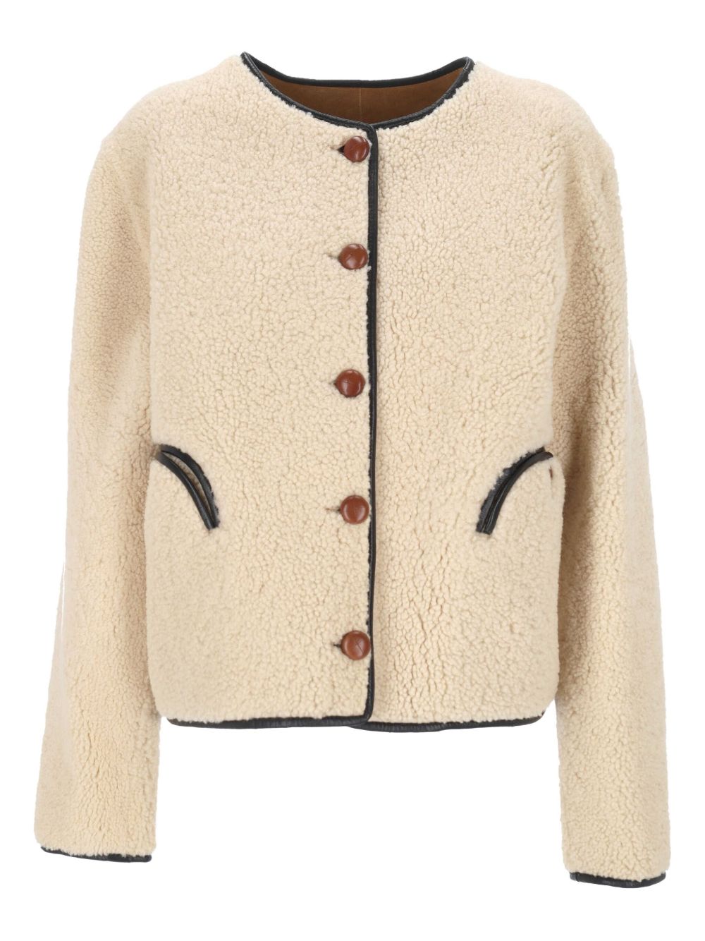 Giacca in montone con abbottonatura in beige 
