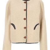 Giacca in montone con abbottonatura in beige 