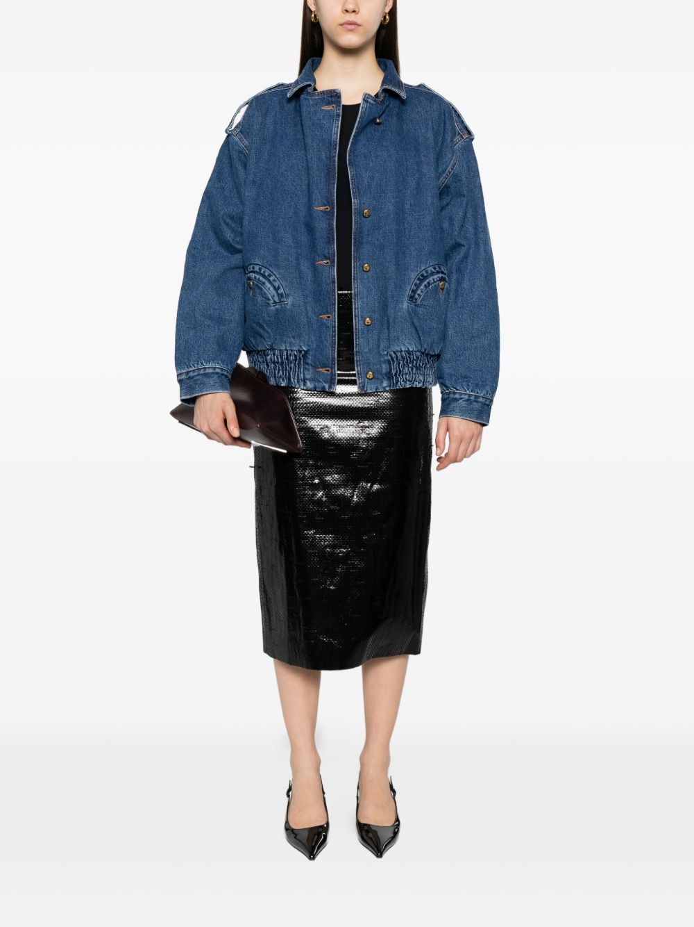 Giacca denim con tasche in blu 