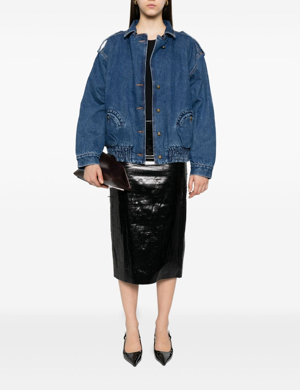 Giacca denim con tasche in blu 