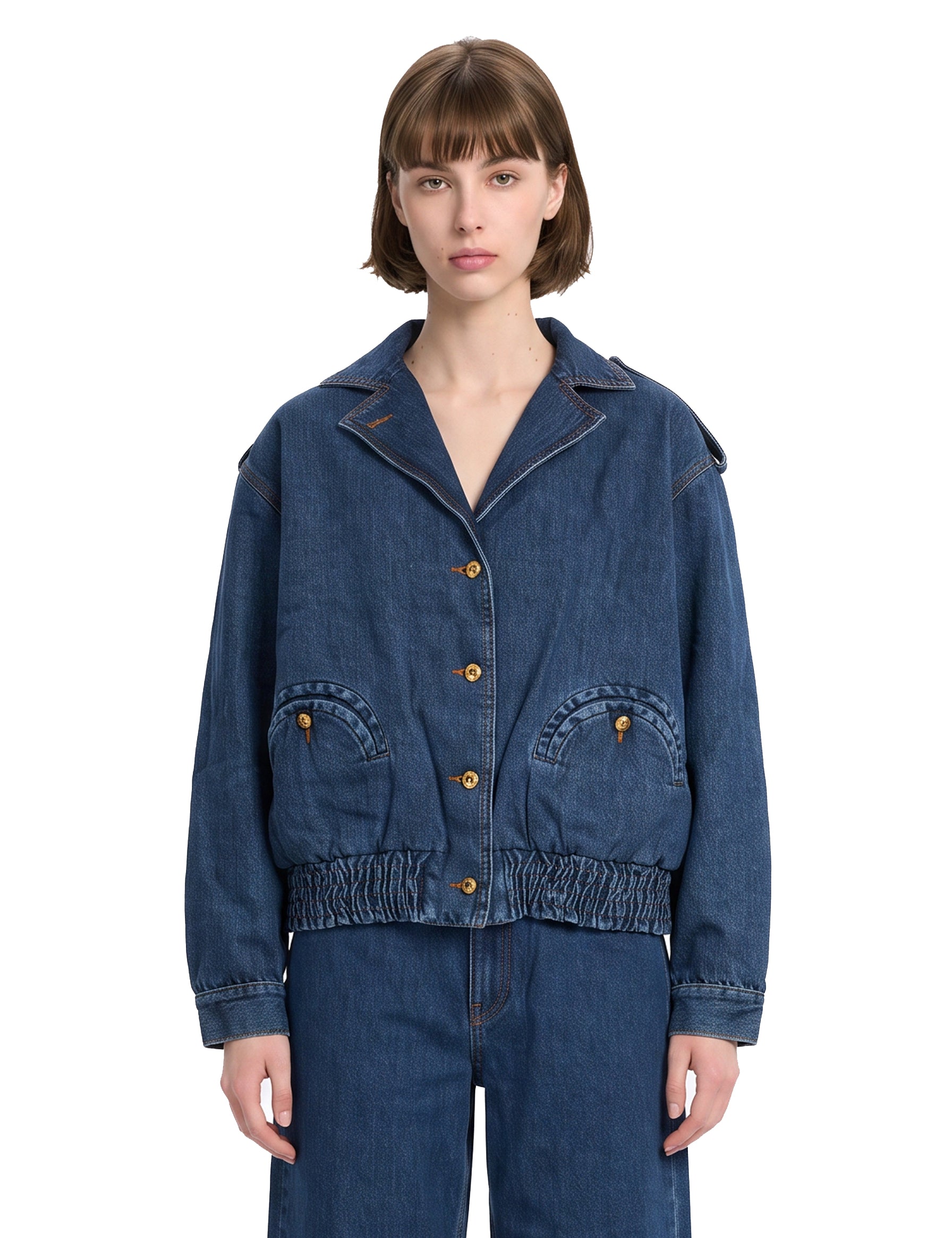 Giacca denim con tasche in blu 