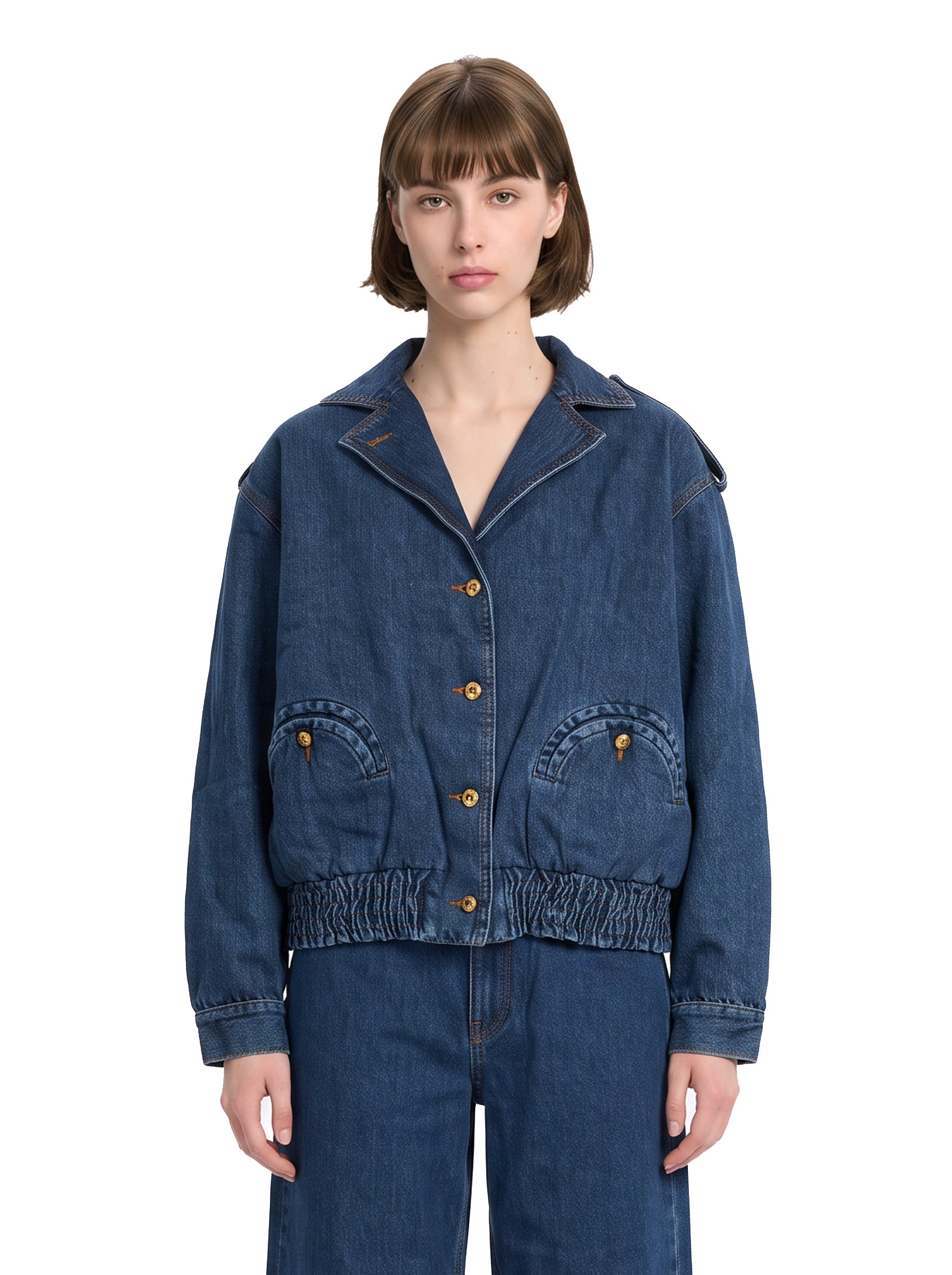 Giacca denim con tasche in blu 