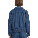 Giacca denim con tasche in blu 