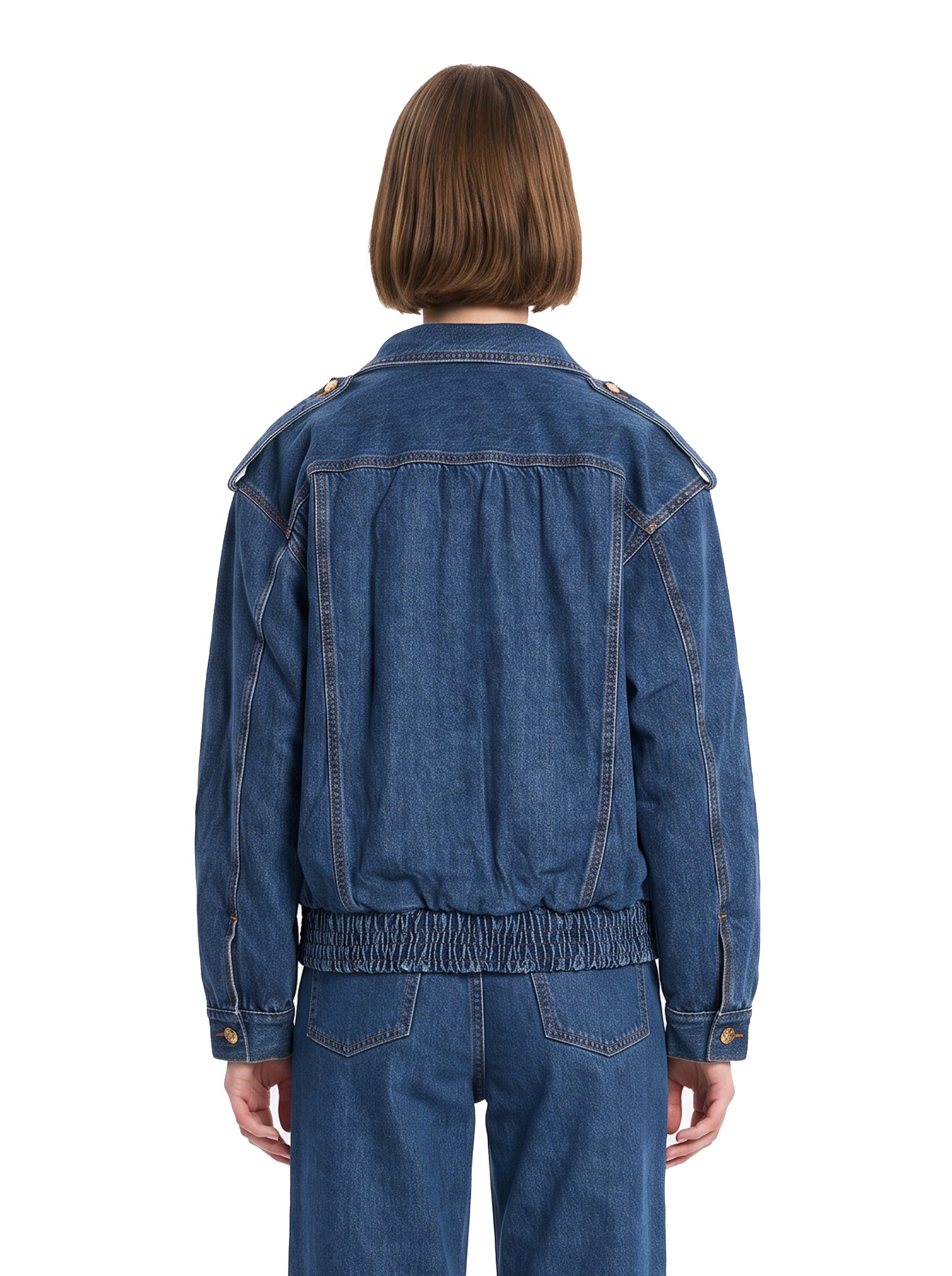 Giacca denim con tasche in blu 