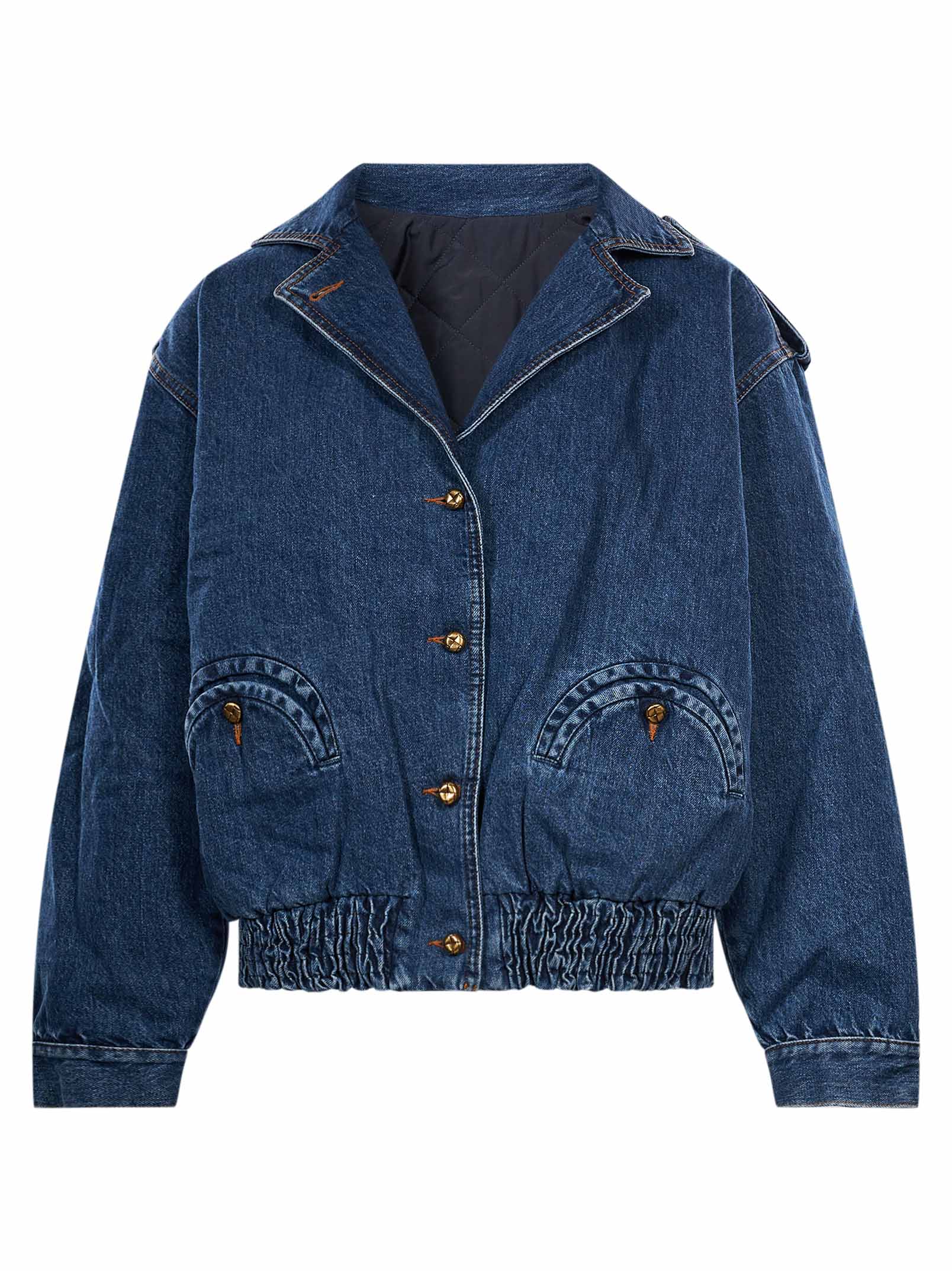 Giacca denim con tasche in blu 