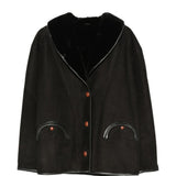 Giacca in shearling con le tasche in nero 