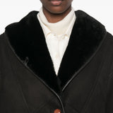 Giacca in shearling con le tasche in nero 