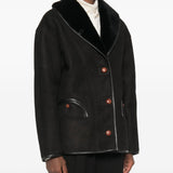 Giacca in shearling con le tasche in nero 