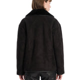 Giacca in shearling con le tasche in nero 