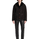 Giacca in shearling con le tasche in nero 