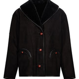 Giacca in shearling con le tasche in nero 