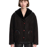 Giacca in shearling con le tasche in nero 