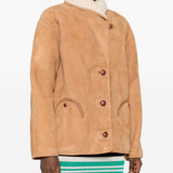 Giacca in shearling con le tasche in beige 