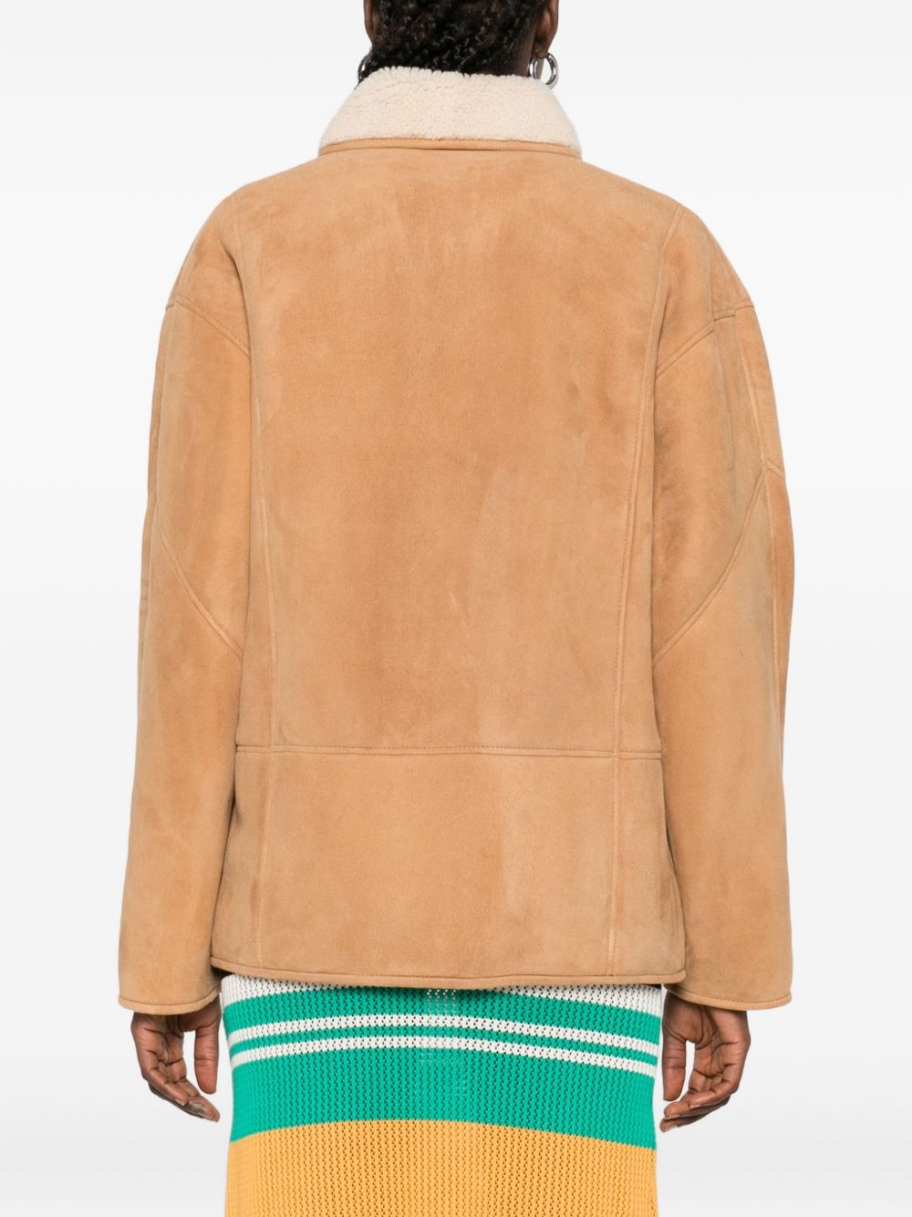 Giacca in shearling con le tasche in beige 