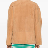 Giacca in shearling con le tasche in beige 