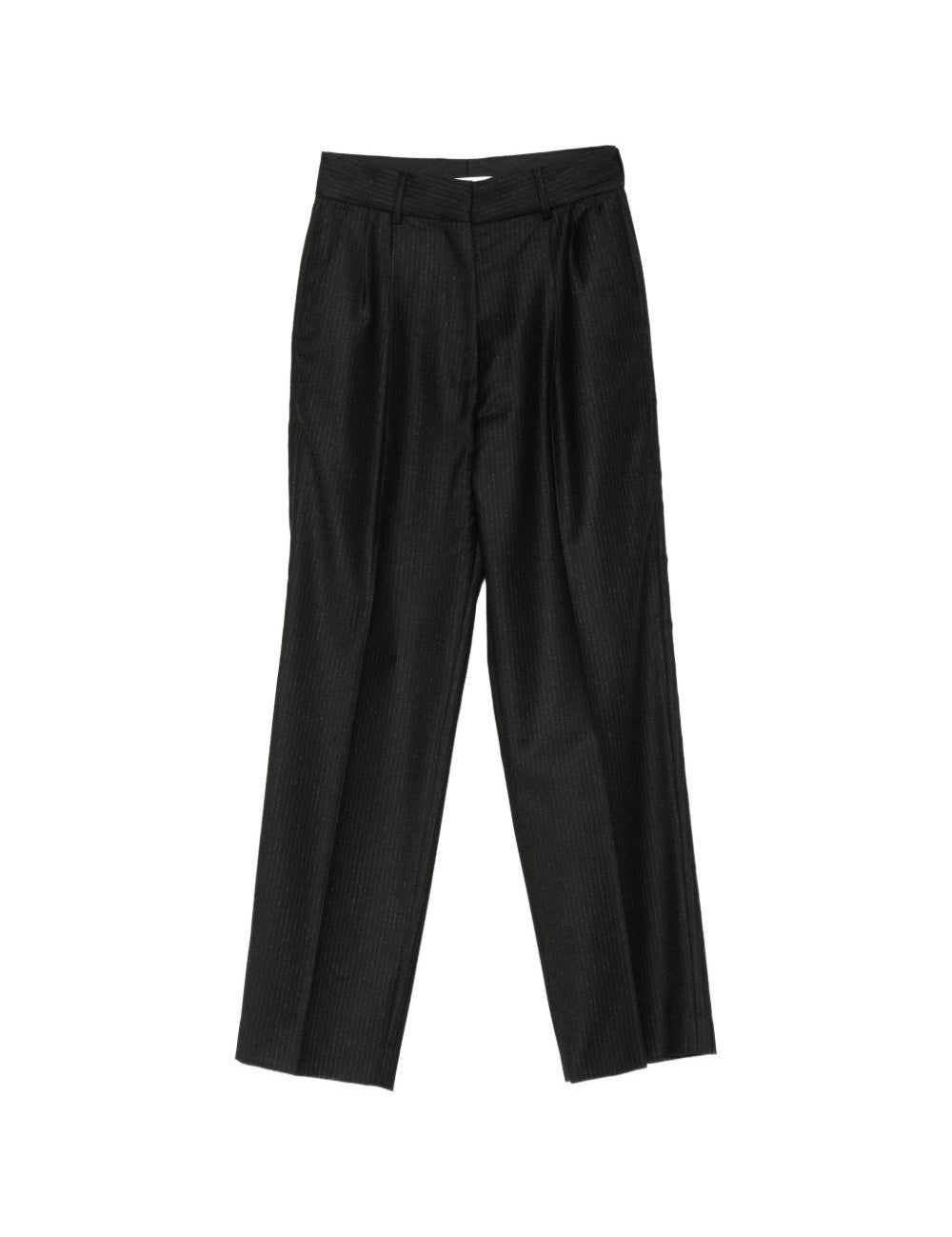Pantaloni gessati con pieghe in nero 