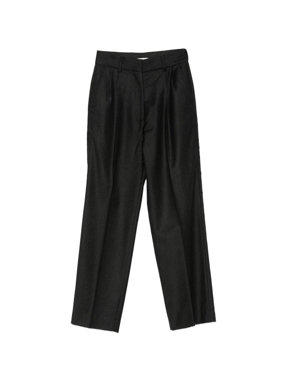 Pantaloni gessati con pieghe in nero 