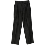 Pantaloni gessati con pieghe in nero 