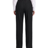 Pantaloni gessati con pieghe in nero 