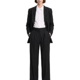 Pantaloni gessati con pieghe in nero 